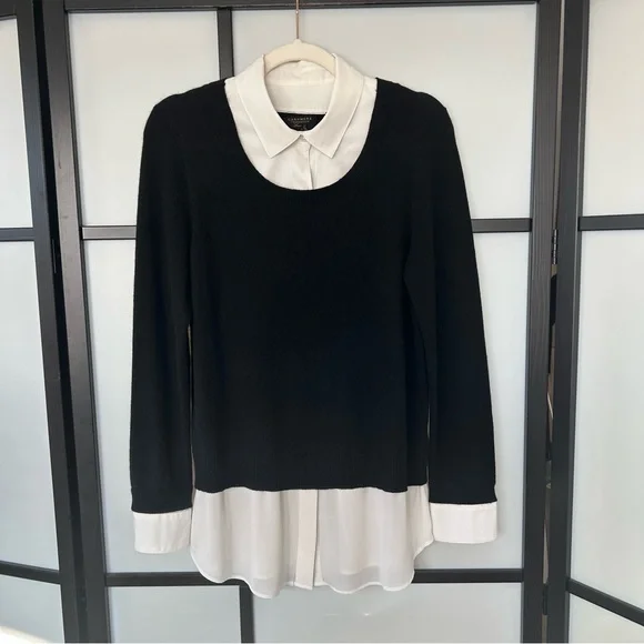 [M] Charter Club Luxury Black and White Dress Shirt & Cashmere Sweater Combo Top - Picture 2 of 13
